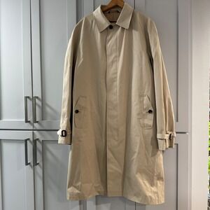 Brooks Brothers Men's Tan Trench Coat Storm System 100% Loro Piana Cotton 46R